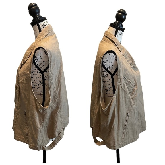 Maurices Asymmetrical Zip Vest Tan Brown Khaki Plus Size 3XL Safari Linen NWT - Picture 3 of 16